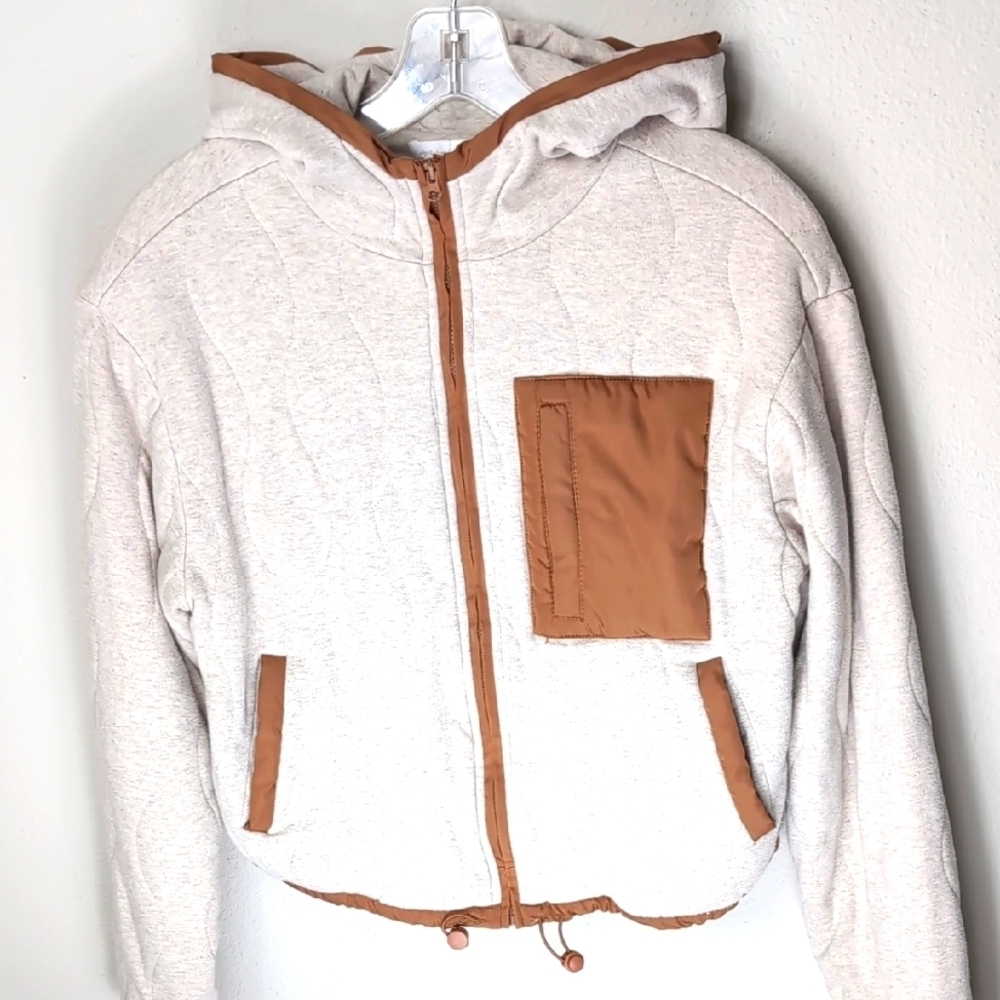Spiritual Gangster Hooded Jacket Women's XS Cream Brown Sweatshirt TOWER SHELF 2 - Picture 2 of 16
